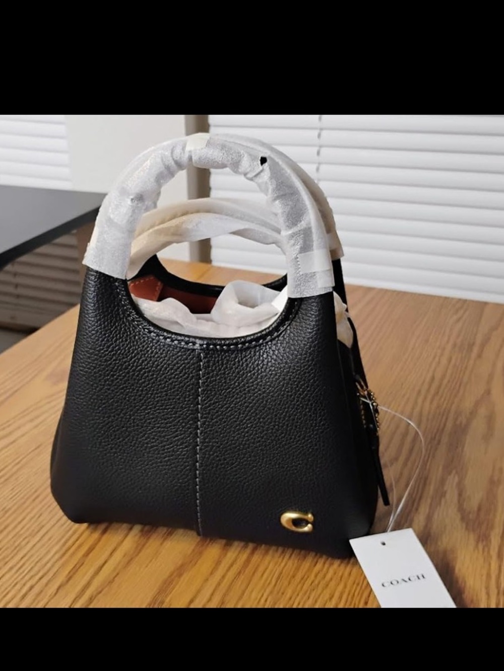 New Coach Black Pebbled Leather Lana 19 Mini Handbag with Gold Accent - Picture 7 of 11